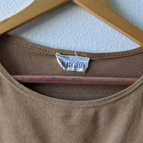 Suede Dress Short Sleeve Tan - Picture 2 of 5